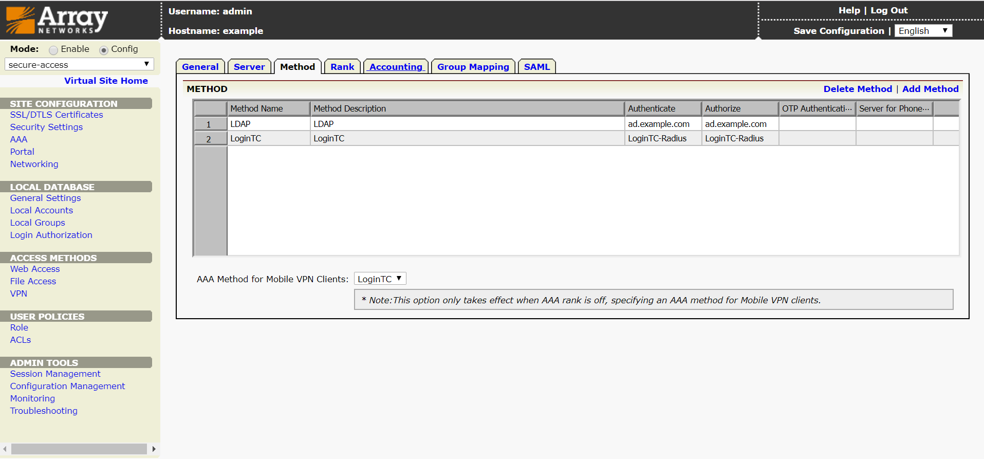 Array Networks AAA