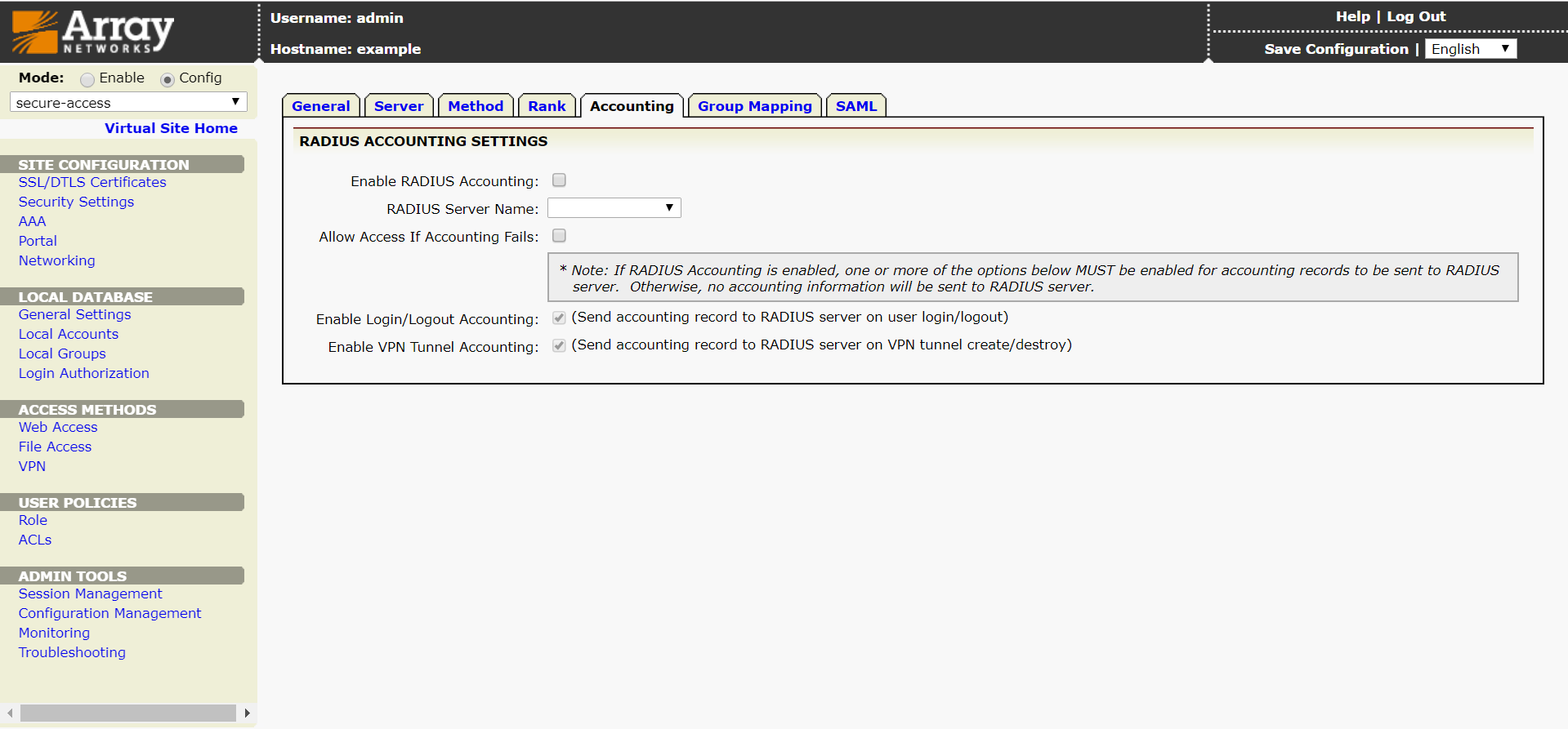 Array Networks AAA