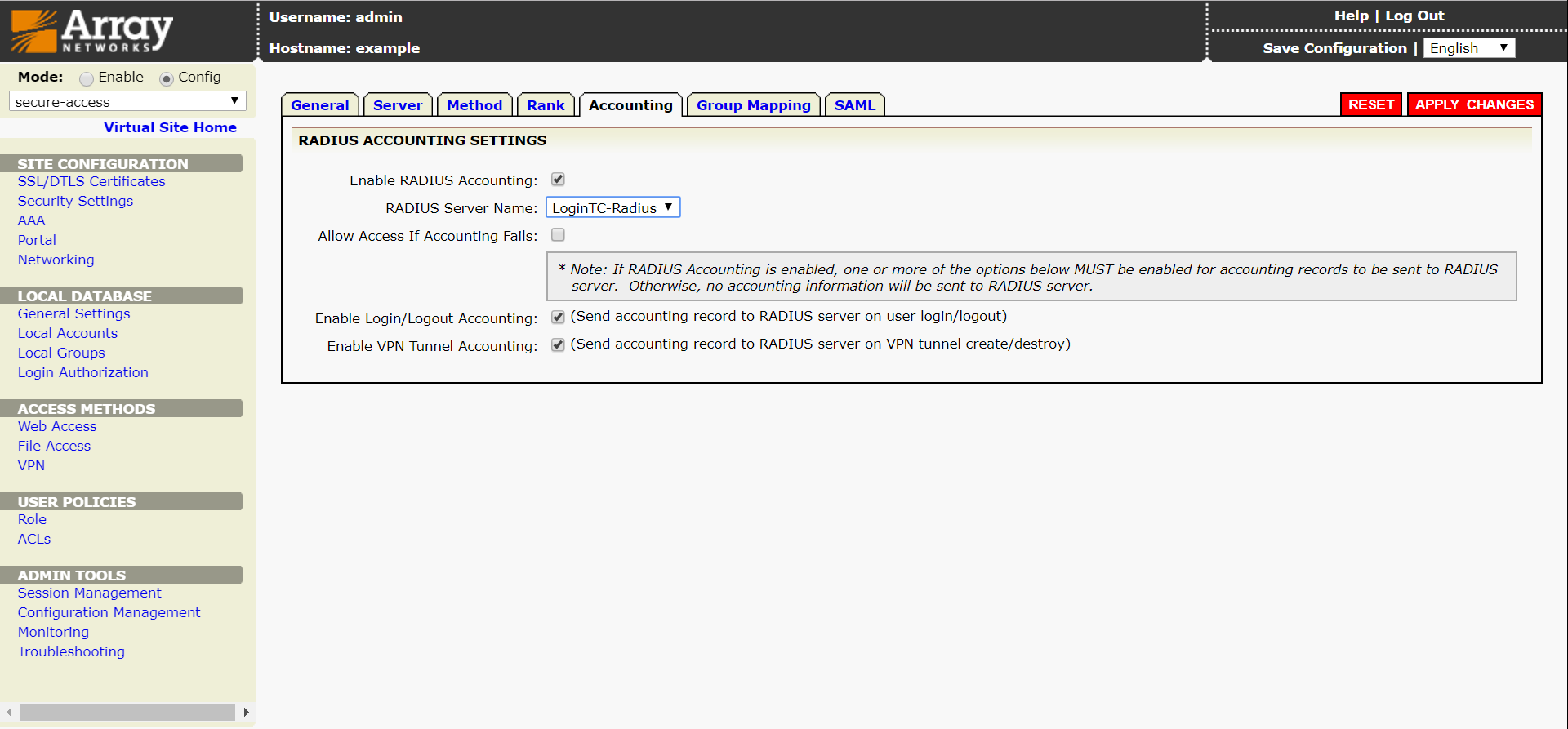 Array Networks AAA