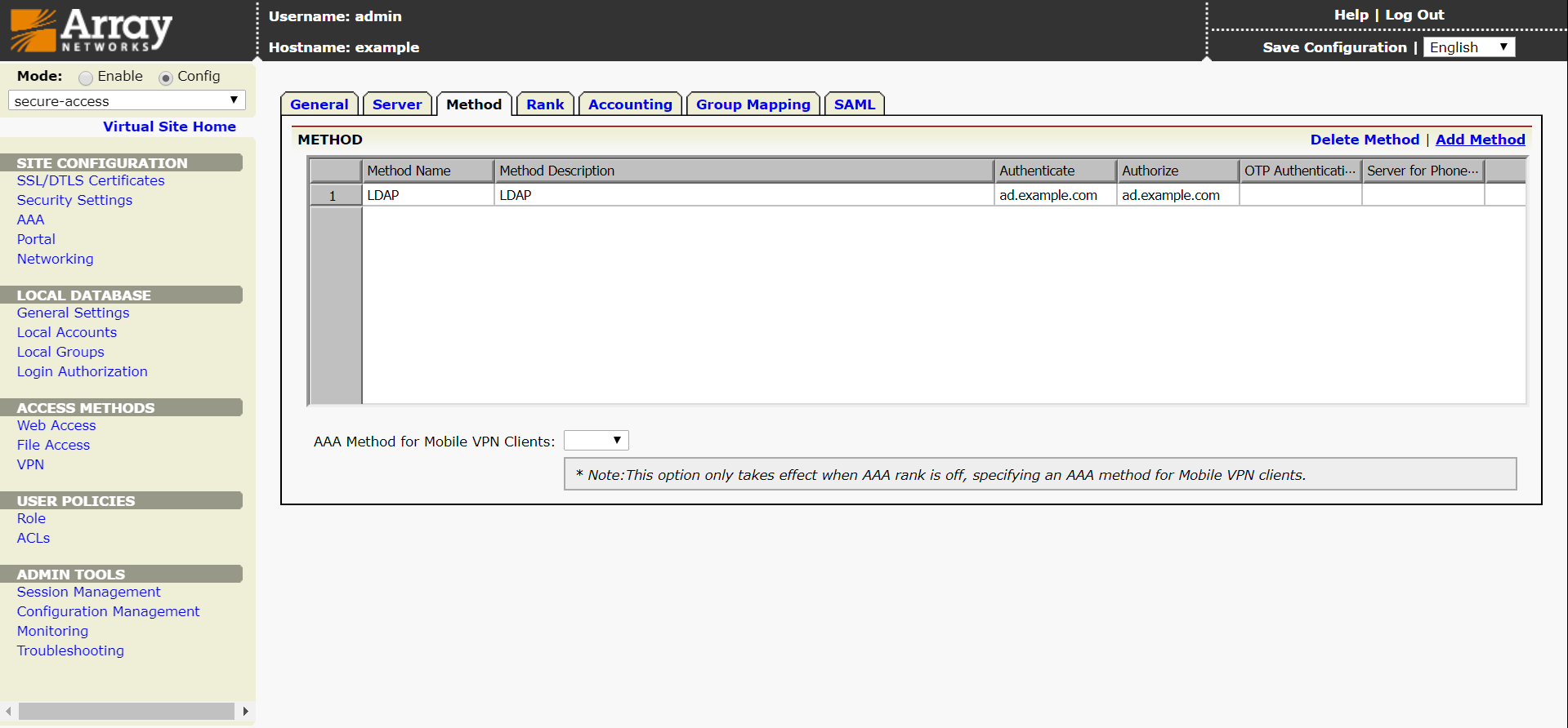 Array Networks AAA