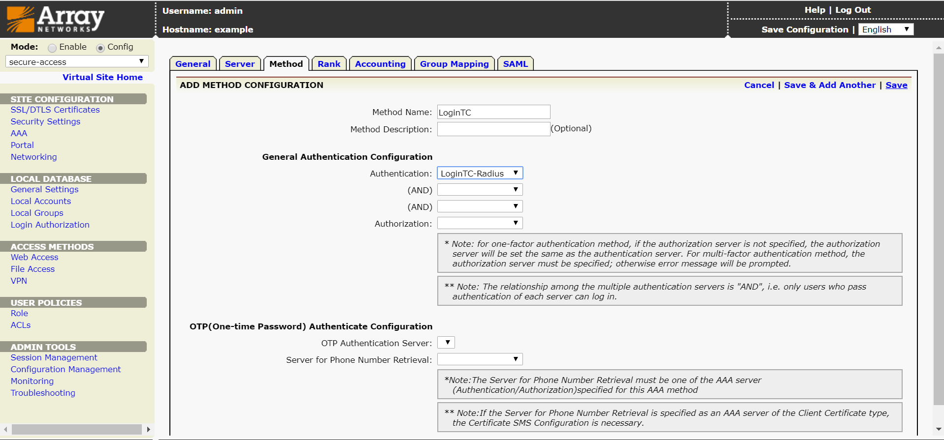 Array Networks AAA